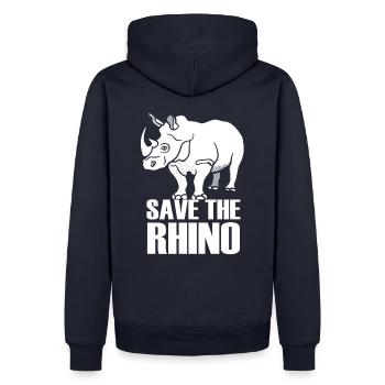 Save the Rhino Geschenk Nashorn Tierschutz - Männer Premium Bio Hoodie - Navy - Hinten - Nico (187cm)
