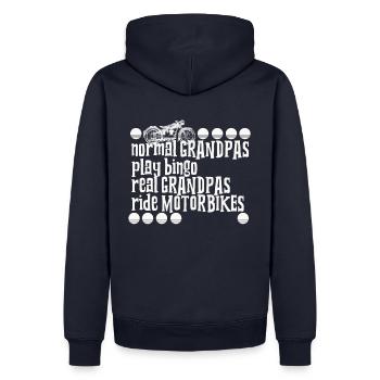 Normal Grandpas Play Bingo Real Grandpas Ride - Männer Premium Bio Hoodie - Navy - Hinten - Nico (187cm)