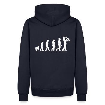 Evolution cadeau saxophone saxophone jazz music - Sweat à capuche Premium bio Homme - bleu marine - Dos - Nico (187cm)