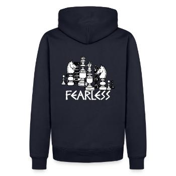 Fearless Chess Schach Geschenk Chess Gift Idea - Männer Premium Bio Hoodie - Navy - Hinten - Nico (187cm)