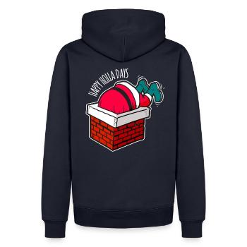 Happy Holla Days cadeau drôle d'homme de Noël - Sweat à capuche Premium bio Homme - bleu marine - Dos - Nico (187cm)