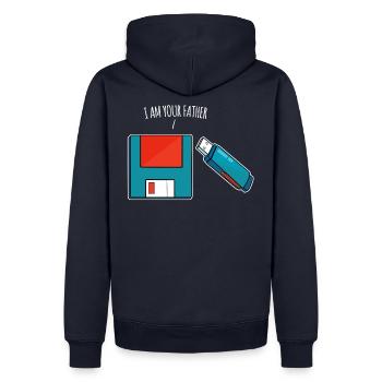 Je suis ton père, une clé USB, un vieil ordinateur - Sweat à capuche Premium bio Homme - bleu marine - Dos - Nico (187cm)