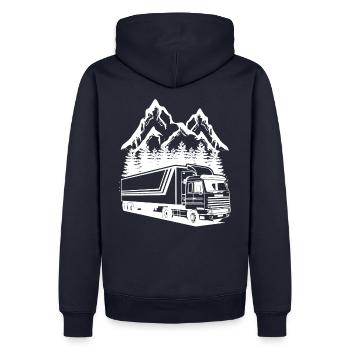 LKW Fahrer Lastkraftwagen Truck Trucker Geschenk - Männer Premium Bio Hoodie - Navy - Hinten - Nico (187cm)