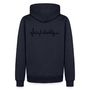 Baby love Daddy Vater sein Sohn Tochter Herzschlag - Männer Premium Bio Hoodie - Navy - Hinten - Nico (187cm)