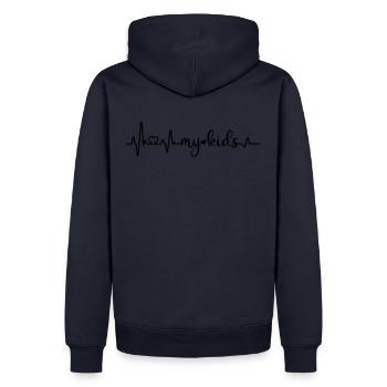 J’aime mes enfants père mère fils fille - Sweat à capuche Premium bio Homme - bleu marine - Dos - Nico (187cm)