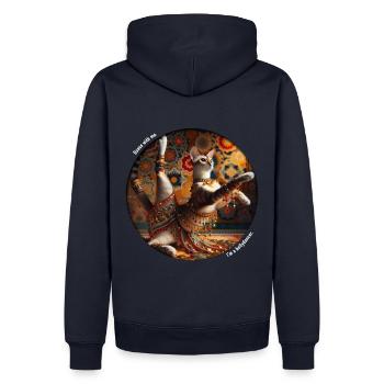 Bauchtanz-Katze - Männer Premium Bio Hoodie - Navy - Hinten - Nico (187cm)