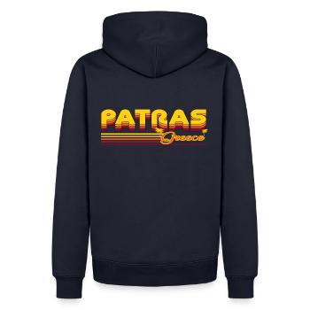 Patras: design rétro méditerranéen - Sweat à capuche Premium bio Homme - bleu marine - Dos - Nico (187cm)