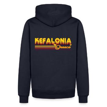 Céphalonie : design rétro estival - Sweat à capuche Premium bio Homme - bleu marine - Dos - Nico (187cm)