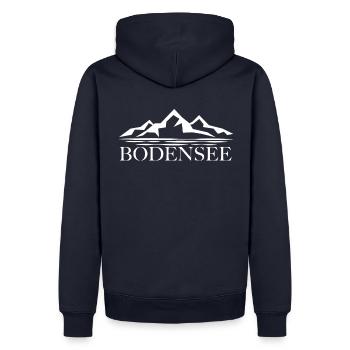 Bodensee - Männer Premium Bio Hoodie - Navy - Hinten - Nico (187cm)