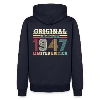 Original 1947 Jahrgang 1947 Geburtstag 1947 - Männer Premium Bio Hoodie - Navy - Hinten - Nico (187cm)