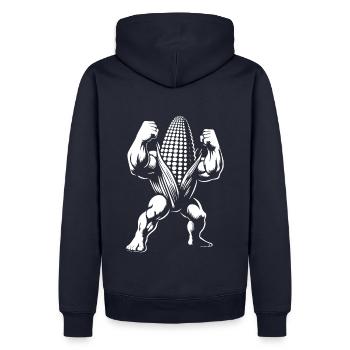 Strong corn on the cob – For weight training and corn fans - Men’s Premium Organic Hoodie - navy - Back - Nico (187cm)