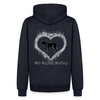 Old English Bulldog Love - Sweat à capuche Premium bio Homme - bleu marine - Dos - Nico (187cm)