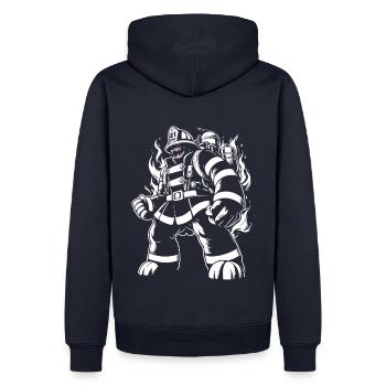 Monster Feuerwehrmann - Männer Premium Bio Hoodie - Navy - Hinten - Nico (187cm)