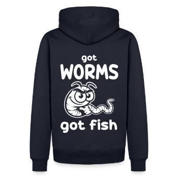 Got Worms Got Fish - Conception amusante de ver de pêcheur - Sweat à capuche Premium bio Homme - bleu marine - Dos - Nico (187cm)