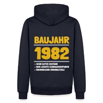 Die Geschenkidee für alle Jahrgang 1982 - Männer Premium Bio Hoodie - Navy - Hinten - Nico (187cm)