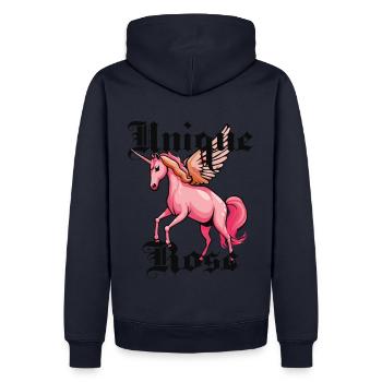 Unique Rose - Männer Premium Bio Hoodie - Navy - Hinten - Nico (187cm)