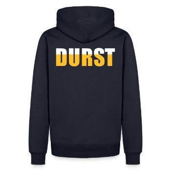 Durst (b) - Männer Premium Bio Hoodie - Navy - Hinten - Nico (187cm)