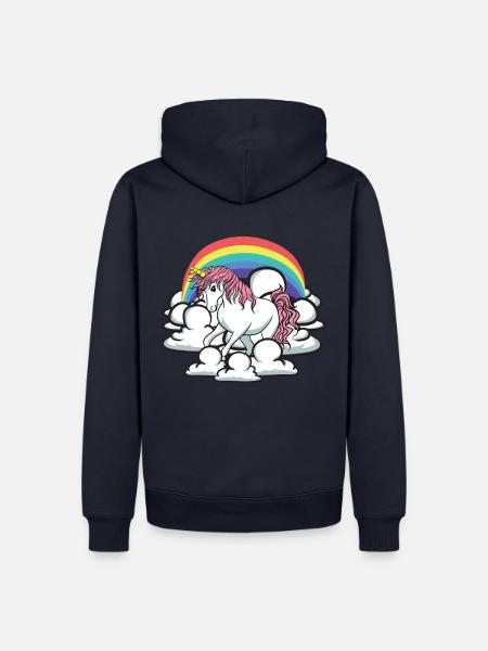 Sød og regnbue enhjørning til lyse tøj - Herre Premium økologisk hoodie - navy
