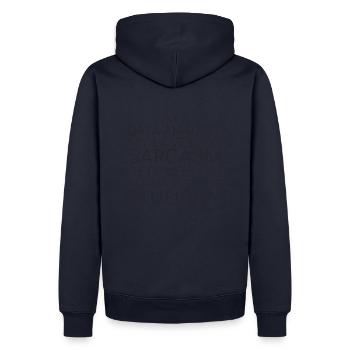 "Data Analyst Sarcasm | Data Science" - Men’s Premium Organic Hoodie - navy - Back - Nico (187cm)
