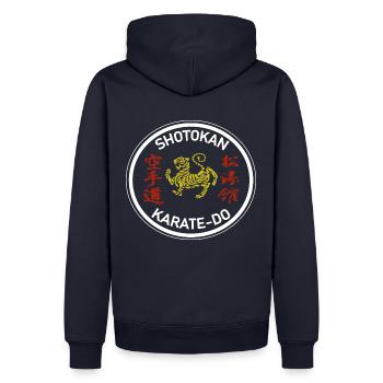 Karate Tiger T Shirt - Männer Premium Bio Hoodie - Navy - Hinten - Nico (187cm)