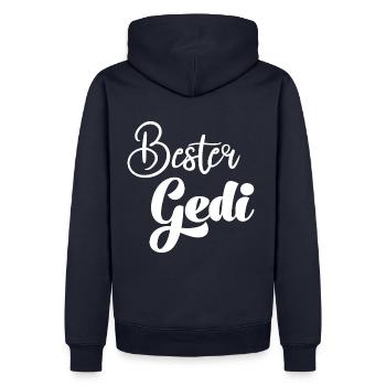 Bester Gedi sein Patenonkel fragen Taufe - Männer Premium Bio Hoodie - Navy - Hinten - Nico (187cm)