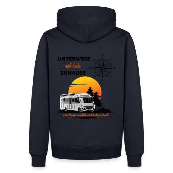 Camping Wohnmobil Spruch - Männer Premium Bio Hoodie - Navy - Hinten - Nico (187cm)