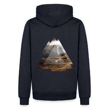 Paysage de géométrie triangle Dolomites - Sweat à capuche Premium bio Homme - bleu marine - Dos - Nico (187cm)
