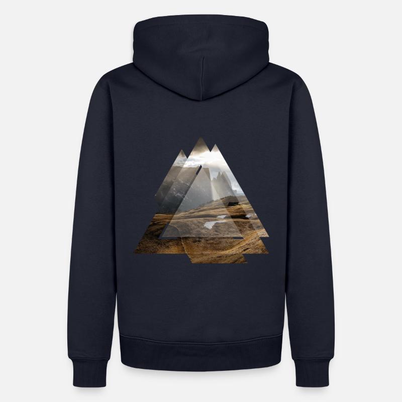 Paysage de géométrie triangle Dolomites - Sweat à capuche Premium bio Homme - bleu marine