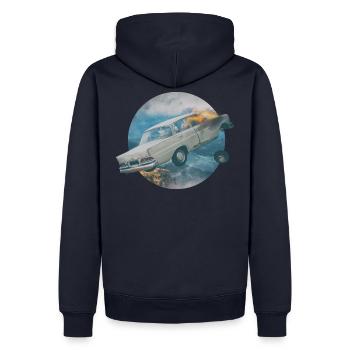 Vintage Stunt Crash Car - Sweat à capuche Premium bio Homme - bleu marine - Dos - Nico (187cm)
