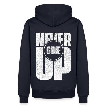 Never Give Up (Gib-nicht-auf-Edition) - Männer Premium Bio Hoodie - Navy - Hinten - Nico (187cm)