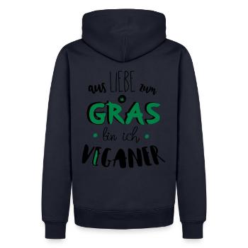 Funny vegan potholed grass saying gift - Men’s Premium Organic Hoodie - navy - Back - Nico (187cm)