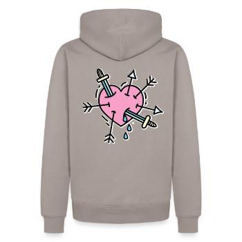 broken heart - Männer Premium Bio Hoodie - Taupe - Hinten - Nico (187cm)
