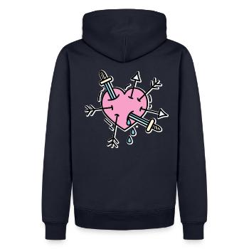 broken heart - Men’s Premium Organic Hoodie - navy - Back - Nico (187cm)