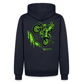 Motocross Motorrad Cross Bike Geschenk Humor Motorrad - Männer Premium Bio Hoodie - Navy - Hinten - Nico (187cm)
