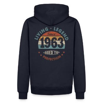 legend since 1963 Born in 1963 birthday 59 years - Men’s Premium Organic Hoodie - navy - Back - Nico (187cm)