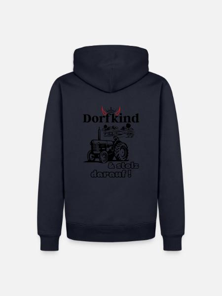Dorfkind und stolz darauf- Spruch mit Traktor - Männer Premium Bio Hoodie - Navy