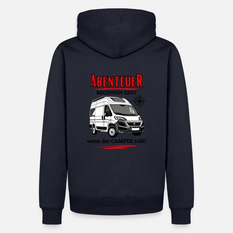 Les aventures de campeur ne commencent pas avant que le campeur ... - Sweat à capuche Premium bio Homme - bleu marine