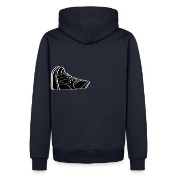 Sneakerheads: Jordan 1 High invert - Männer Premium Bio Hoodie - Navy - Hinten - Nico (187cm)