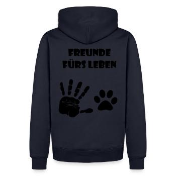 Chiens chats fans amis pour la vie - Sweat à capuche Premium bio Homme - bleu marine - Dos - Nico (187cm)