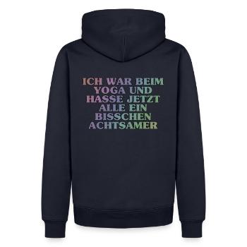 ACHTSAMES hassen - Männer Premium Bio Hoodie - Navy - Hinten - Nico (187cm)