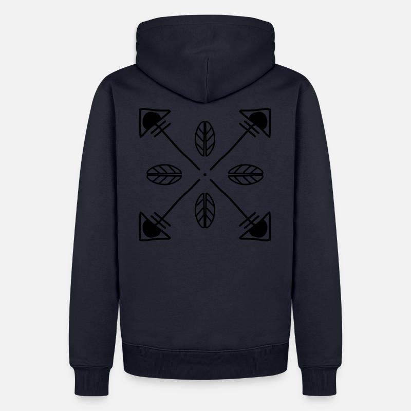 Flèches de hipster, vintage, flèche, plume - Sweat à capuche Premium bio Homme - bleu marine