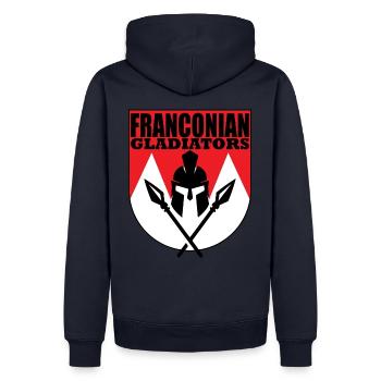 Frankonian Gladiators - Männer Premium Bio Hoodie - Navy - Hinten - Nico (187cm)