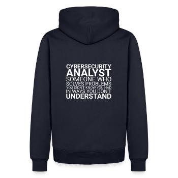"Cybersecurity Analyst Problem | Cybersecurity" - Männer Premium Bio Hoodie - Navy - Hinten - Nico (187cm)