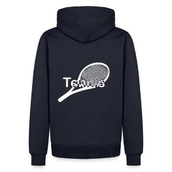 Police de raquette de tennis au milieu du blanc - Sweat à capuche Premium bio Homme - bleu marine - Dos - Nico (187cm)