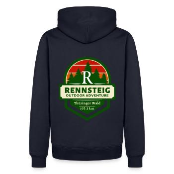 Rennsteig-Thüringer Wald-Thüringen - Männer Premium Bio Hoodie - Navy - Hinten - Nico (187cm)