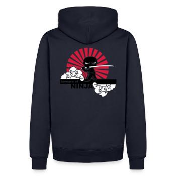 Ninja - Männer Premium Bio Hoodie - Navy - Hinten - Nico (187cm)