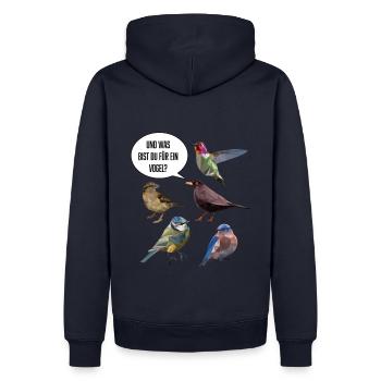 Vögel - Männer Premium Bio Hoodie - Navy - Hinten - Nico (187cm)