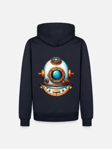 Nostalgischer Taucherhelm Tiefseetaucherhelm - Männer Premium Bio Hoodie - Navy