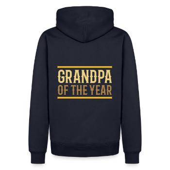 Grand-père de l’année (lignes) - Sweat à capuche Premium bio Homme - bleu marine - Dos - Nico (187cm)
