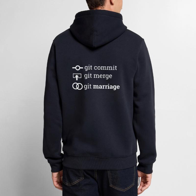 « git commit git merge git marriage » | Programmer Sweat à capuche Premium bio Homme